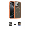 MARSİLYAN™- iPhone 16 Pro Max Kılıf Doruk Form Serisi - Siyah Buffer Hayalet Cam Ekran Koruyucu + PVD Metal Kamera Lens - GD