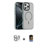 MARSİLYAN™- iPhone 16 Pro Max Kılıf Doruk Form Serisi - Siyah Buffer Hayalet Cam Ekran Koruyucu + Pers Alüminyum Kamera Lens - GS