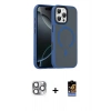 MARSİLYAN™- iPhone 16 Pro Max Kılıf Doruk Form Serisi - Siyah Buffer Hayalet Cam Ekran Koruyucu + Pers Alüminyum Kamera Lens - GI