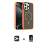 MARSİLYAN™- iPhone 16 Pro Max Kılıf Doruk Form Serisi - Siyah Buffer Hayalet Cam Ekran Koruyucu + PVD Metal Kamera Lens - SH