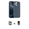 MARSİLYAN™- iPhone 16 Pro Max Kılıf Doruk Form Serisi - Siyah Buffer Hayalet Cam Ekran Koruyucu + PVD Metal Kamera Lens - GD