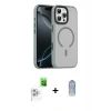 MARSİLYAN™- iPhone 16 Pro Max Kılıf Doruk Form Serisi - Siyah Joko Magic 5D Cam + Beyaz Raze Metal Kamera Lens