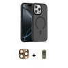MARSİLYAN™- iPhone 16 Pro Max Kılıf Doruk Form Serisi - Siyah Joko Magic 5D Hayalet Cam + Pers Alüminyum Kamera Lens - CLTM