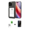 MARSİLYAN™- iPhone 16 Pro Max Kılıf Doruk Klasik Koleksiyonu - Siyah 3D Antistatik Hayalet Cam Ekran Koruyucu + Raze Metal Kamera Lens - BZ