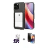 MARSİLYAN™- iPhone 16 Pro Max Kılıf Doruk Klasik Koleksiyonu - Siyah 3D Antistatik Mat Seramik Nano Ekran Koruyucu + Gümüş Bilvis Titan Kamera Lens