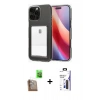 MARSİLYAN™- iPhone 16 Pro Max Kılıf Doruk Klasik Koleksiyonu - Siyah Bilvis 3X AR Hayalet Cam Ekran Koruyucu + Raze Metal Kamera Lens - CLTM
