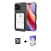 MARSİLYAN™- iPhone 16 Pro Max Kılıf Doruk Klasik Koleksiyonu - Siyah Bilvis 5in1 3D Magic Cam Ekran Koruyucu + PVD Metal Kamera Lens - SH