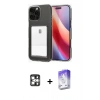 MARSİLYAN™- iPhone 16 Pro Max Kılıf Doruk Klasik Koleksiyonu - Siyah Bilvis 5in1 3D Magic Cam Ekran Koruyucu + PVD Metal Kamera Lens - GS
