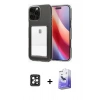 MARSİLYAN™- iPhone 16 Pro Max Kılıf Doruk Klasik Koleksiyonu - Siyah Bilvis 5in1 5D Magic Hayalet Cam Ekran Koruyucu + PVD Metal Kamera Lens - SH