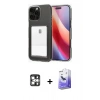 MARSİLYAN™- iPhone 16 Pro Max Kılıf Doruk Klasik Koleksiyonu - Siyah Bilvis 5in1 5D Magic Hayalet Cam Ekran Koruyucu + PVD Metal Kamera Lens - GS