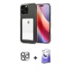 MARSİLYAN™- iPhone 16 Pro Max Kılıf Doruk Klasik Koleksiyonu - Siyah Bilvis 5in1 5D Magic Hayalet Cam Ekran Koruyucu + Pers Alüminyum Kamera Lens - GI