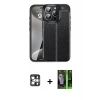 MARSİLYAN™- iPhone 16 Pro Max Kılıf Doruk Klasik Özel Seri - Şeffaf 360 Full Body Arka Koruyucu + PVD Metal Kamera Lens - GS