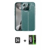 MARSİLYAN™- iPhone 16 Pro Max Kılıf Doruk Klasik Özel Seri - Şeffaf 360 Full Body Arka Koruyucu + PVD Metal Kamera Lens - SH