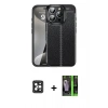 MARSİLYAN™- iPhone 16 Pro Max Kılıf Doruk Klasik Özel Seri - Şeffaf 360 Full Body Arka Koruyucu + PVD Metal Kamera Lens - SH