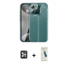MARSİLYAN™- iPhone 16 Pro Max Kılıf Doruk Klasik Özel Seri - Şeffaf Pasifik Cam Ekran Koruyucu + PVD Metal Kamera Lens - SH