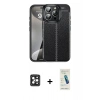 MARSİLYAN™- iPhone 16 Pro Max Kılıf Doruk Klasik Özel Seri - Şeffaf Pasifik Cam Ekran Koruyucu + PVD Metal Kamera Lens - SH