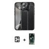 MARSİLYAN™- iPhone 16 Pro Max Kılıf Doruk Klasik Özel Seri - Siyah 360 Mat Full Body Arka Koruyucu + PVD Metal Kamera Lens - GS