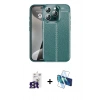 MARSİLYAN™- iPhone 16 Pro Max Kılıf Doruk Klasik Özel Seri - Siyah 3D Antistatik Cam Ekran Koruyucu + Bilvis Titan Kamera Lens - TMGI