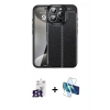 MARSİLYAN™- iPhone 16 Pro Max Kılıf Doruk Klasik Özel Seri - Siyah 3D Antistatik Cam Ekran Koruyucu + Bilvis Titan Kamera Lens - TMGI