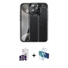MARSİLYAN™- iPhone 16 Pro Max Kılıf Doruk Klasik Özel Seri - Siyah 3D Antistatik Cam Ekran Koruyucu + Bilvis Titan Kamera Lens - GS