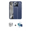 MARSİLYAN™- iPhone 16 Pro Max Kılıf Doruk Klasik Özel Seri - Siyah 3D Antistatik Cam Ekran Koruyucu + Pers Alüminyum Kamera Lens - GS