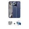 MARSİLYAN™- iPhone 16 Pro Max Kılıf Doruk Klasik Özel Seri - Siyah 3D Antistatik Cam Ekran Koruyucu + Pers Alüminyum Kamera Lens - GI