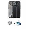MARSİLYAN™- iPhone 16 Pro Max Kılıf Doruk Klasik Özel Seri - Siyah 3D Antistatik Cam Ekran Koruyucu + Pers Alüminyum Kamera Lens - GS