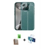 MARSİLYAN™- iPhone 16 Pro Max Kılıf Doruk Klasik Özel Seri - Siyah 3D Antistatik Cam Ekran Koruyucu + Raze Metal Kamera Lens - CLTM