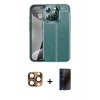 MARSİLYAN™- iPhone 16 Pro Max Kılıf Doruk Klasik Özel Seri - Siyah 3D Antistatik Hayalet Cam Ekran Koruyucu + Pers Alüminyum Kamera Lens - CLTM