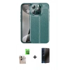 MARSİLYAN™- iPhone 16 Pro Max Kılıf Doruk Klasik Özel Seri - Siyah 3D Antistatik Hayalet Cam Ekran Koruyucu + Raze Metal Kamera Lens - NLGY