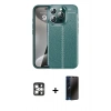 MARSİLYAN™- iPhone 16 Pro Max Kılıf Doruk Klasik Özel Seri - Siyah 3D Antistatik Hayalet Cam Ekran Koruyucu + PVD Metal Kamera Lens - GS