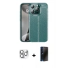 MARSİLYAN™- iPhone 16 Pro Max Kılıf Doruk Klasik Özel Seri - Siyah 3D Antistatik Hayalet Cam Ekran Koruyucu + Pers Alüminyum Kamera Lens - GS