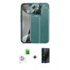 MARSİLYAN™- iPhone 16 Pro Max Kılıf Doruk Klasik Özel Seri - Siyah 3D Antistatik Hayalet Cam Ekran Koruyucu + Raze Metal Kamera Lens - BZ
