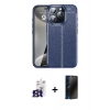 MARSİLYAN™- iPhone 16 Pro Max Kılıf Doruk Klasik Özel Seri - Siyah 3D Antistatik Hayalet Cam Ekran Koruyucu + Bilvis Titan Kamera Lens - TMGI