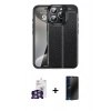 MARSİLYAN™- iPhone 16 Pro Max Kılıf Doruk Klasik Özel Seri - Siyah 3D Antistatik Hayalet Cam Ekran Koruyucu + Bilvis Titan Kamera Lens - GS