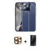 MARSİLYAN™- iPhone 16 Pro Max Kılıf Doruk Klasik Özel Seri - Siyah 3D Antistatik Hayalet Cam Ekran Koruyucu + Pers Alüminyum Kamera Lens - CLTM