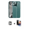 MARSİLYAN™- iPhone 16 Pro Max Kılıf Doruk Klasik Özel Seri - Siyah 3D Antistatik Mat Seramik Nano Ekran Koruyucu + Gümüş PVD Metal Kamera Lens