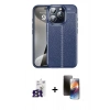 MARSİLYAN™- iPhone 16 Pro Max Kılıf Doruk Klasik Özel Seri - Siyah 3D Antistatik Mat Seramik Nano Ekran Koruyucu + Bilvis Titan Kamera Lens - TMGI