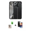 MARSİLYAN™- iPhone 16 Pro Max Kılıf Doruk Klasik Özel Seri - Siyah 3D Antistatik Mat Seramik Nano Ekran Koruyucu + Raze Metal Kamera Lens - NLGY