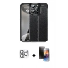 MARSİLYAN™- iPhone 16 Pro Max Kılıf Doruk Klasik Özel Seri - Siyah 3D Antistatik Mat Seramik Nano Ekran Koruyucu + Pers Alüminyum Kamera Lens - GS