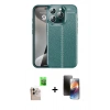 MARSİLYAN™- iPhone 16 Pro Max Kılıf Doruk Klasik Özel Seri - Siyah 3D Antistatik Mat Seramik Nano Ekran Koruyucu + Raze Metal Kamera Lens - NLGY