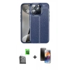 MARSİLYAN™- iPhone 16 Pro Max Kılıf Doruk Klasik Özel Seri - Siyah 3D Antistatik Mat Seramik Nano Ekran Koruyucu + Siyah Raze Metal Kamera Lens