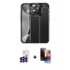 MARSİLYAN™- iPhone 16 Pro Max Kılıf Doruk Klasik Özel Seri - Siyah 3D Antistatik Mat Seramik Nano Ekran Koruyucu + Bilvis Titan Kamera Lens - SH