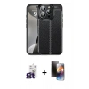 MARSİLYAN™- iPhone 16 Pro Max Kılıf Doruk Klasik Özel Seri - Siyah 3D Antistatik Mat Seramik Nano Ekran Koruyucu + Bilvis Titan Kamera Lens - TMGI