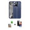 MARSİLYAN™- iPhone 16 Pro Max Kılıf Doruk Klasik Özel Seri - Siyah 3D Antistatik Mat Seramik Nano Ekran Koruyucu + Raze Metal Kamera Lens - CLTM