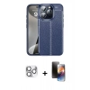 MARSİLYAN™- iPhone 16 Pro Max Kılıf Doruk Klasik Özel Seri - Siyah 3D Antistatik Mat Seramik Nano Ekran Koruyucu + Pers Alüminyum Kamera Lens - GS