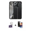 MARSİLYAN™- iPhone 16 Pro Max Kılıf Doruk Klasik Özel Seri - Siyah 3D Antistatik Mat Seramik Nano Ekran Koruyucu + Bilvis Titan Kamera Lens - GS