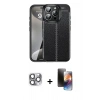 MARSİLYAN™- iPhone 16 Pro Max Kılıf Doruk Klasik Özel Seri - Siyah 3D Antistatik Mat Seramik Nano Ekran Koruyucu + Pers Alüminyum Kamera Lens - GI