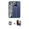 MARSİLYAN™- iPhone 16 Pro Max Kılıf Doruk Klasik Özel Seri - Siyah 3D Antistatik Mat Seramik Nano Ekran Koruyucu + Gümüş PVD Metal Kamera Lens