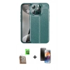 MARSİLYAN™- iPhone 16 Pro Max Kılıf Doruk Klasik Özel Seri - Siyah 3D Antistatik Mat Seramik Nano Ekran Koruyucu + Raze Metal Kamera Lens - CLTM